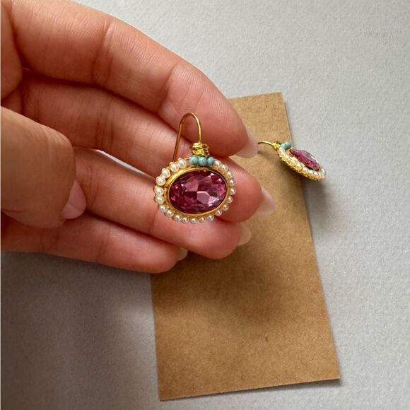 Elegant vintage style Pink Earrings N1120 - Picture 4 of 4